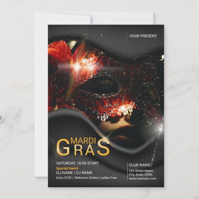 Mardi Gras Party Invitation Flyer (Devant)