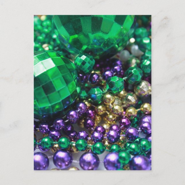 Mardi Gras Perles Green Party Cartes postales Invi (Devant)