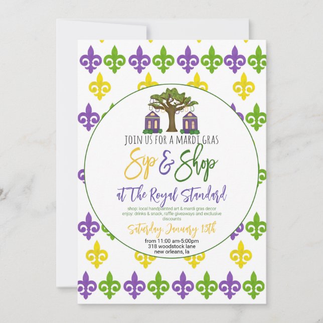 Mardi Gras Sip & Shop Invitation (Devant)