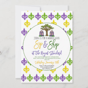 Mardi Gras Sip & Shop Invitation
