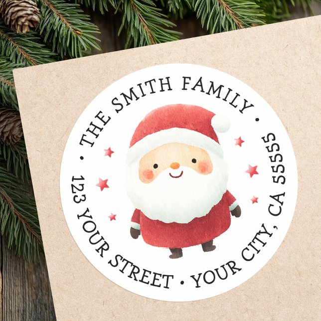 Mare Santa Claus étiquettes d'adresse de retour de (Cute Santa Claus Christmas return address labels)