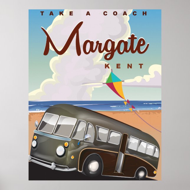 Margate Kent affiche de voyage de l'entraîneur vin (Devant)
