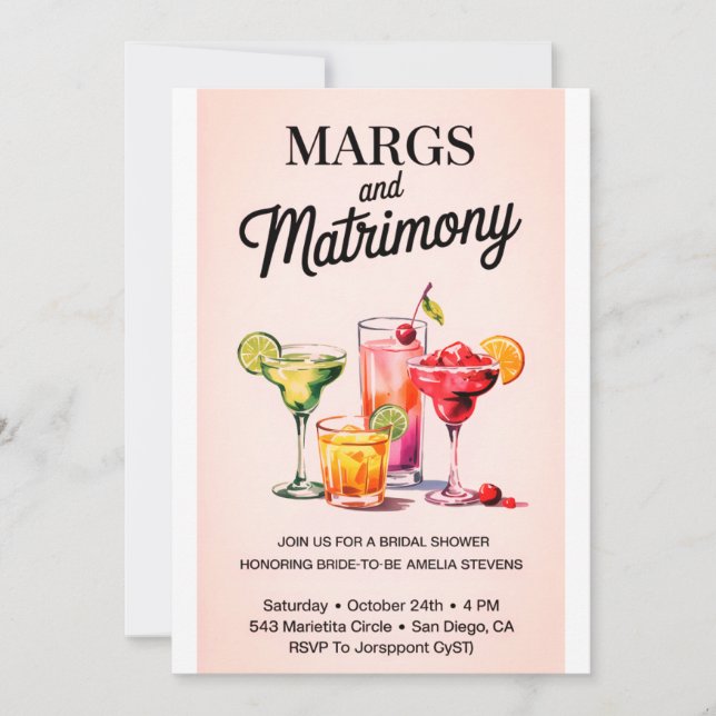 Marges et mariage Invitation à la douche nuptiale  (Devant)