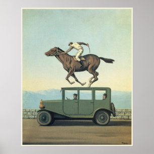 MARGRITTE HORSE RACING CAR Art Poster