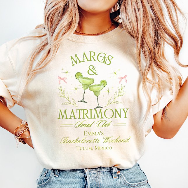 Margs & Matrimony T-shirt personnalisée pour enter (margs and matrimony shirt, tequila bachelorette party shirt, margarita themed bride shirt, fiesta ba)