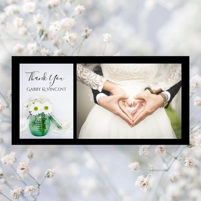 Marguerite blanche avec Merci de Mariage bleu Jar  (Créateur téléchargé)