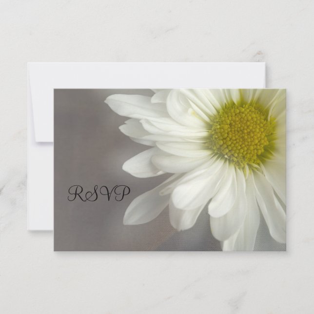 Marguerite blanche douce sur mariage gris RSVP (Devant)