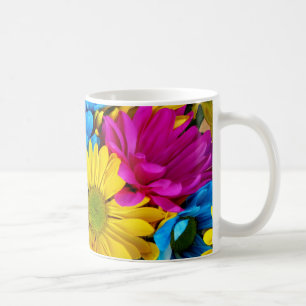 marguerite coloré fleur rose bleu mug