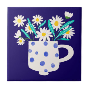 Marguerite dans un vase en céramique Carreau de cé