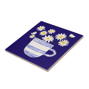 Marguerite dans un vase en céramique Carreau de cé