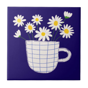 Marguerite dans un vase en céramique Carreau en cé