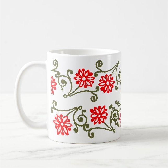 Marguerite rouge or et boucles Etching Café Mug (Gauche)