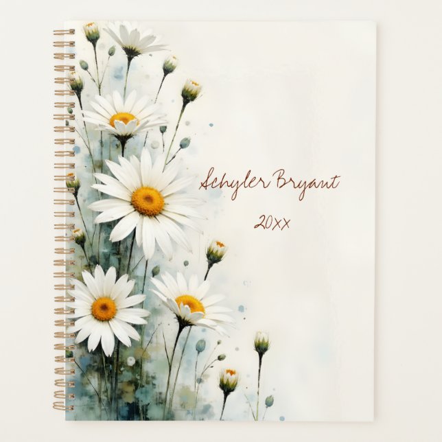 Marguerites Blanches Planificateur Floral à Reliur (Devant)