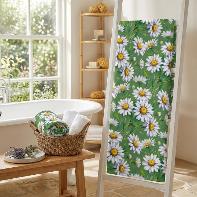 Marguerites dans le pré. Aquarelles. Serviette de  (Créateur téléchargé)