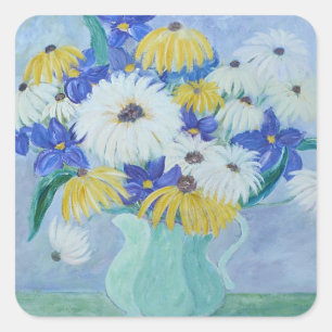 Marguerites dans un autocollant Vase