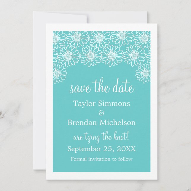 Marguerites de Whimsical Save the Date Invitation, (Devant)