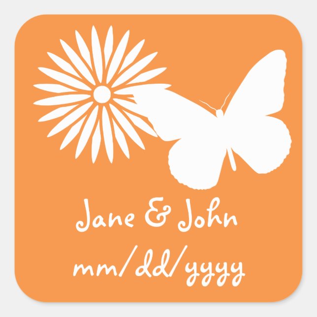 Marguerites et papillons en Sticker orange (Devant)