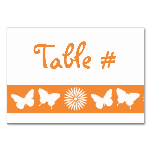 Marguerites et papillons sur carte de table orange (Devant)