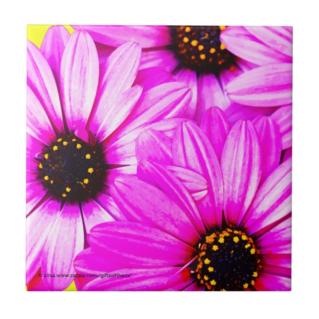 Marguerites pourpres - carreau de céramique (Devant)