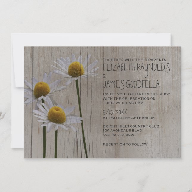 Marguerites rustiques épousant des invitations (Devant)
