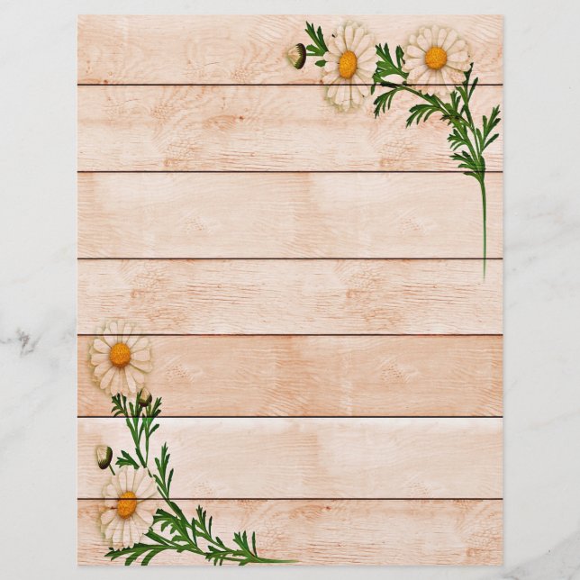 Marguerites vintage sur bois (Devant)