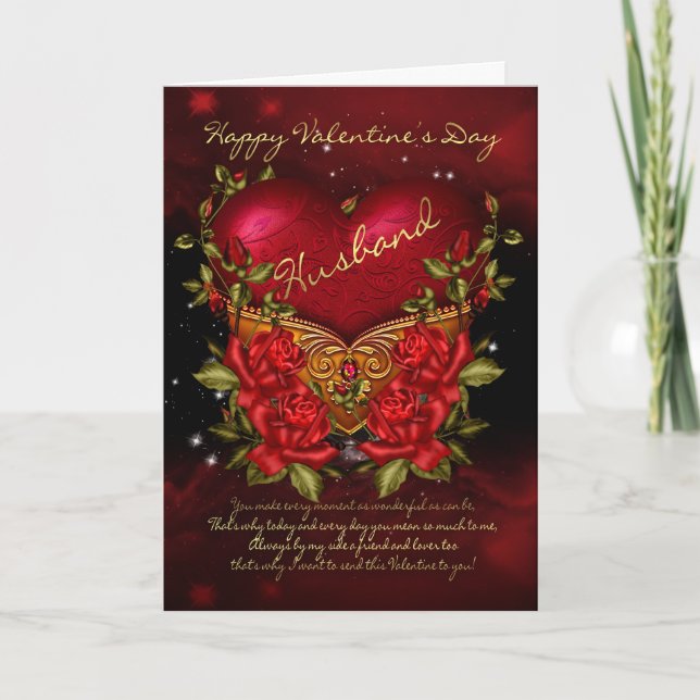 Mari, Carte Saint Valentin Avec Coeur Et Rose (Devant)