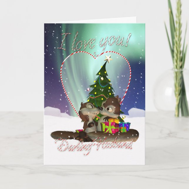 Mari Je T'Aime Carte De Noël Avec Loving Squi (Devant)