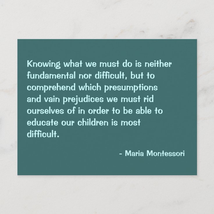 Maria Montessori Citation No 2 Carte Postale Zazzle Fr