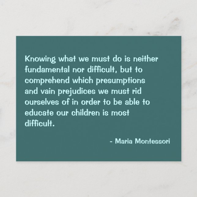 Maria Montessori Citation No 2 Carte postale (Devant)
