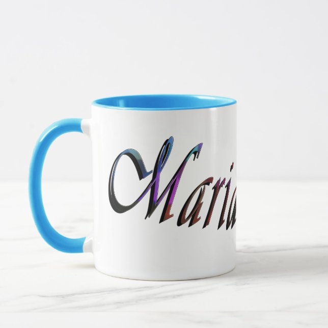 Maria, Nom, Logo, Bleu Combo Café Mug (Gauche)