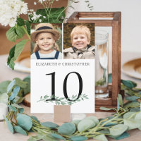 Mariage 2 Photos Vert Table Numéro 5x7 Signal