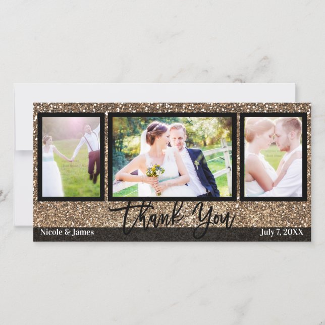 Mariage 3 Photo Image Merci Bronze Paillettes (Devant)