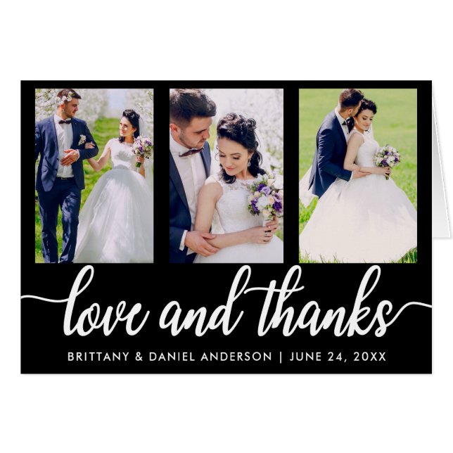 Mariage 3 Photo Love and Thanks Fold (Devant horizontal)