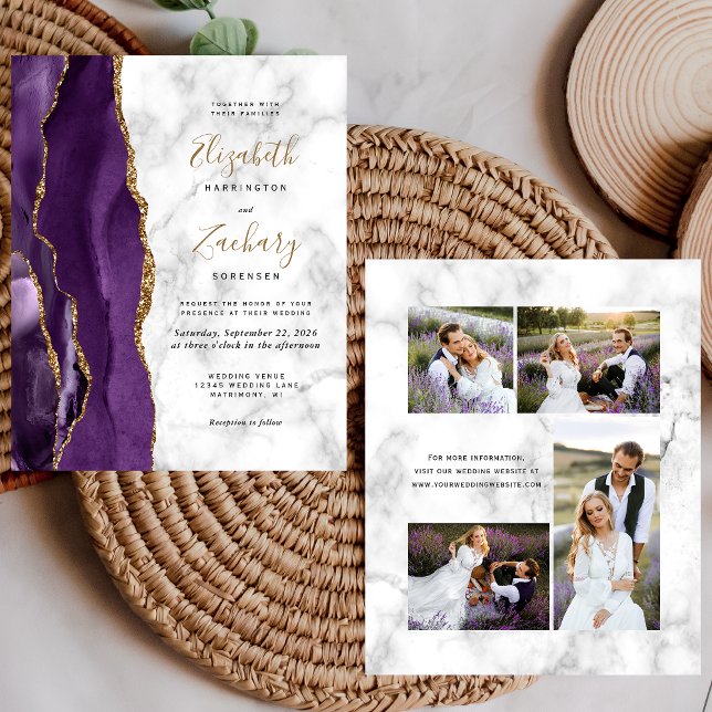 Mariage 4 photos en marbre d'agate violet budget (Créateur téléchargé)