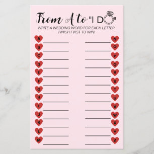 Mariage A à Z Jeu - Activité Fête des mariées amus