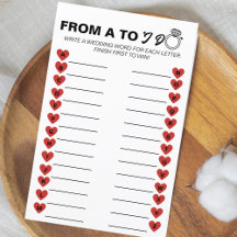 Mariage A à Z Jeu - Activité Fête des mariées amus