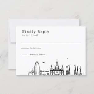 Mariage à Barcelone   RSVP à la skyline stylisée
