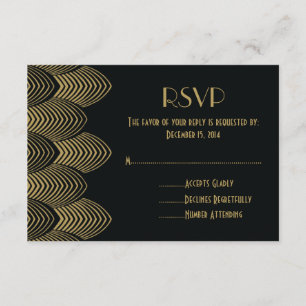 Mariage à bascule Art déco vintage 20 RSVP Noir