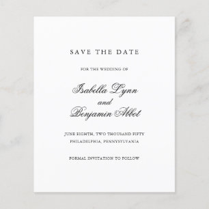 Mariage à budget noir et blanc, carte de sauvegard