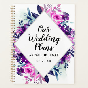 Mariage à cadre diamant violet floral enchanté