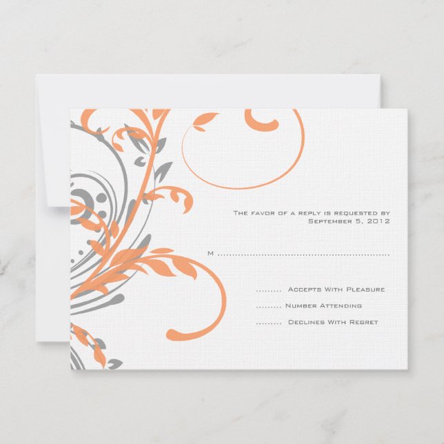 Mariage à deux fleurs orange et gris RSVP (Devant)
