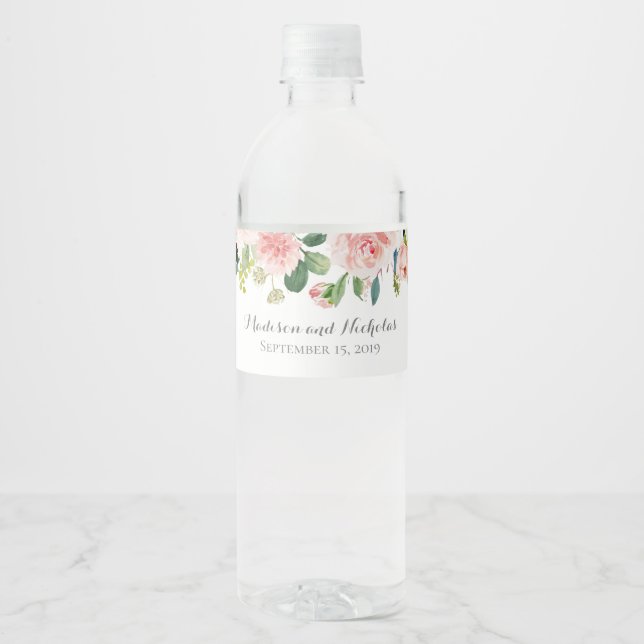 Mariage à eau rose et blanc Étiquettes (Devant)