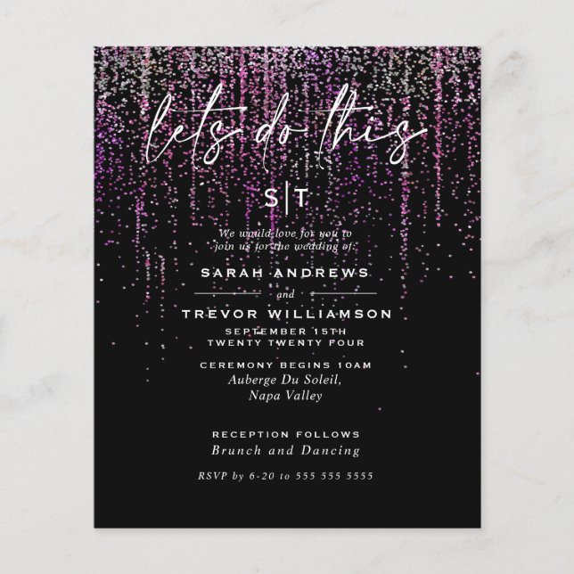 Mariage à faible budget Edgy Magenta Parties scint (Devant)