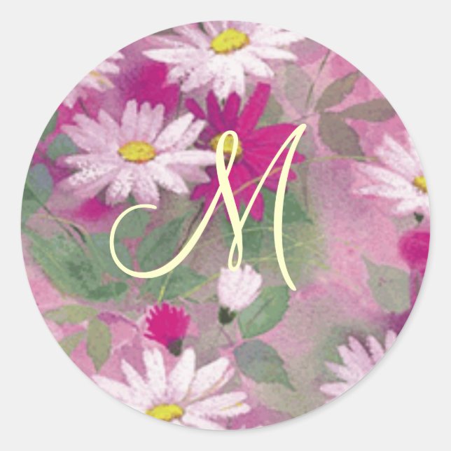 Mariage à fleurs Monogramme Stickers Modèle (Devant)