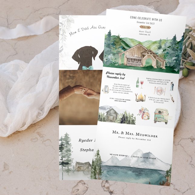 Mariage à la grange Rustic Woods | Invitation trip (Créateur téléchargé)