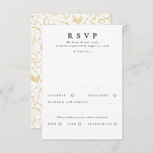 Mariage à la main de motifs floraux d'or RSVP