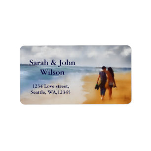 mariage à la plage, étiquette d'adresse de retour