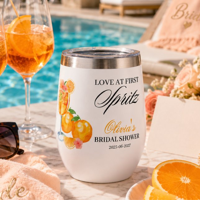 Mariage à la Première Gorgée de Spritz  (Love at First Spritz Bridal Shower Thermal Wine Tumbler)