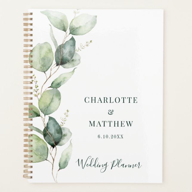 Mariage à la verdure d'eucalyptus à l'aquarelle (Devant)