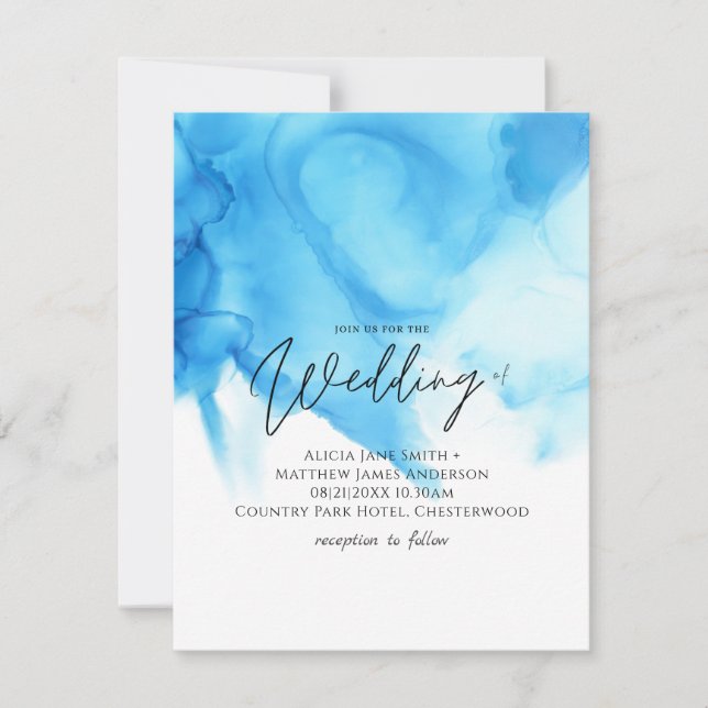 Mariage à l'aquarelle bleu aqua tendance (Devant)